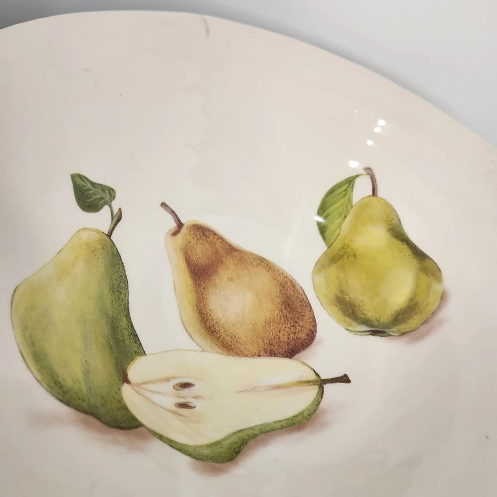 Ceramica Cuore large white pasta‎ bowl with hand painted pears